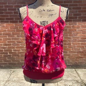 Express floral ruffle tank top